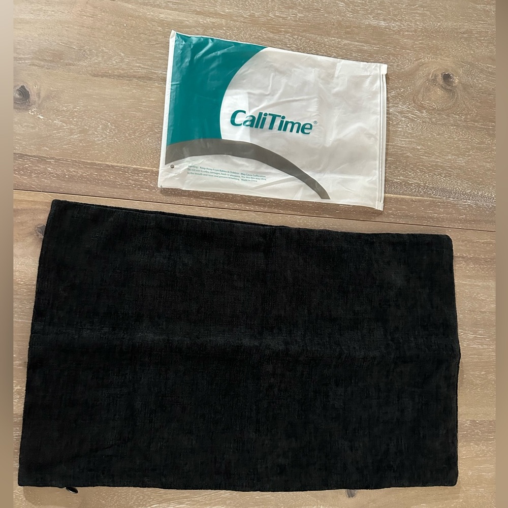 CaliTime Black Chenille Throw Pillow Cover - 12X20 Inches - NWT